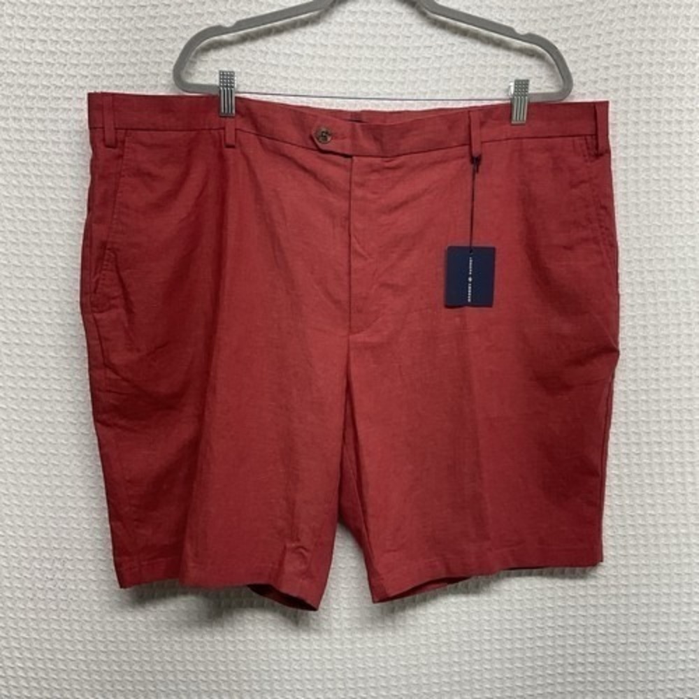 NWT Joseph Abboud Modern Fit Red Stretch Chino Shorts Men 46 Vietnam Linen Blend - Picture 10 of 12